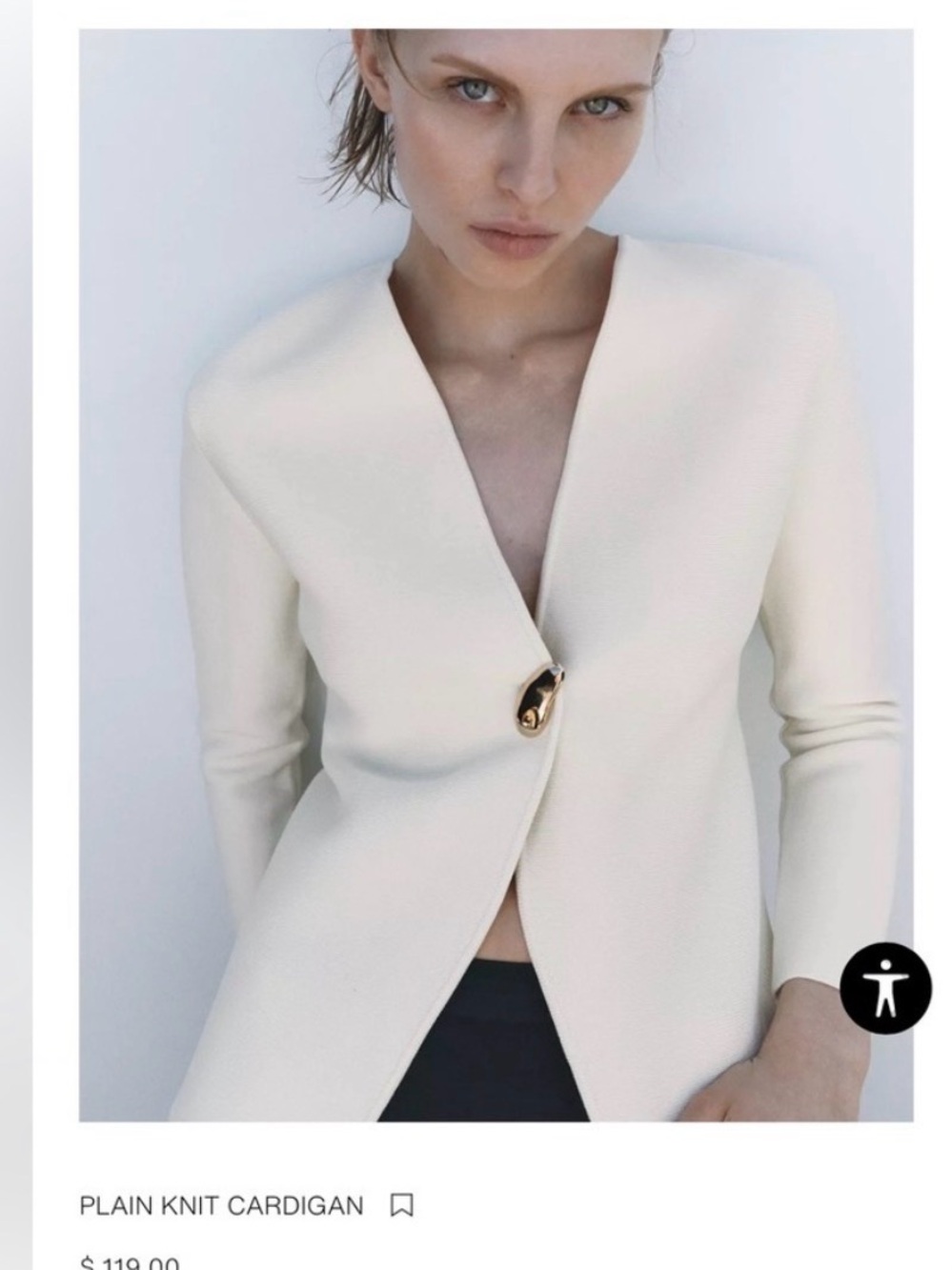 Zara Cream Single-Button Knit Blazer